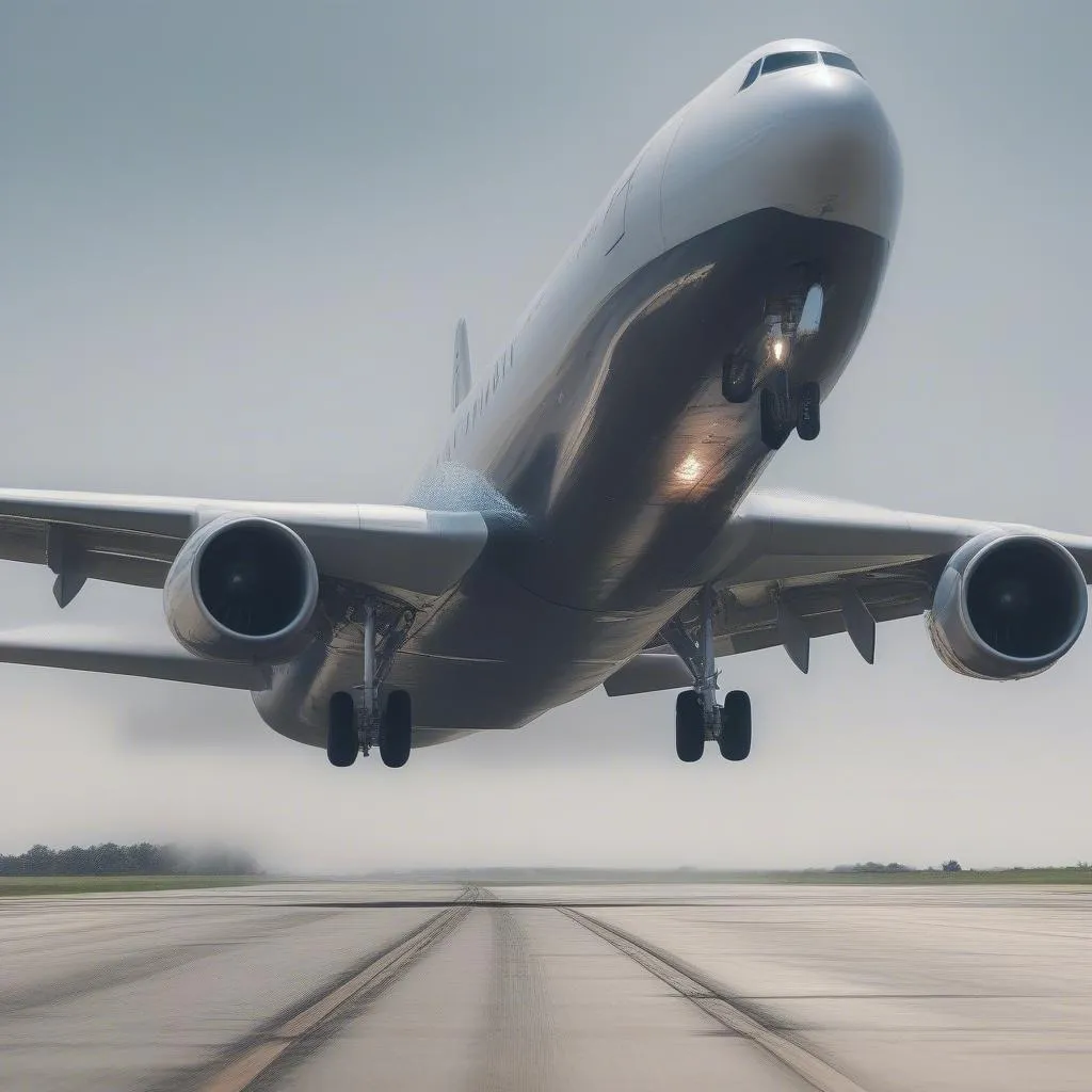 airplane landing with flaps adjusted