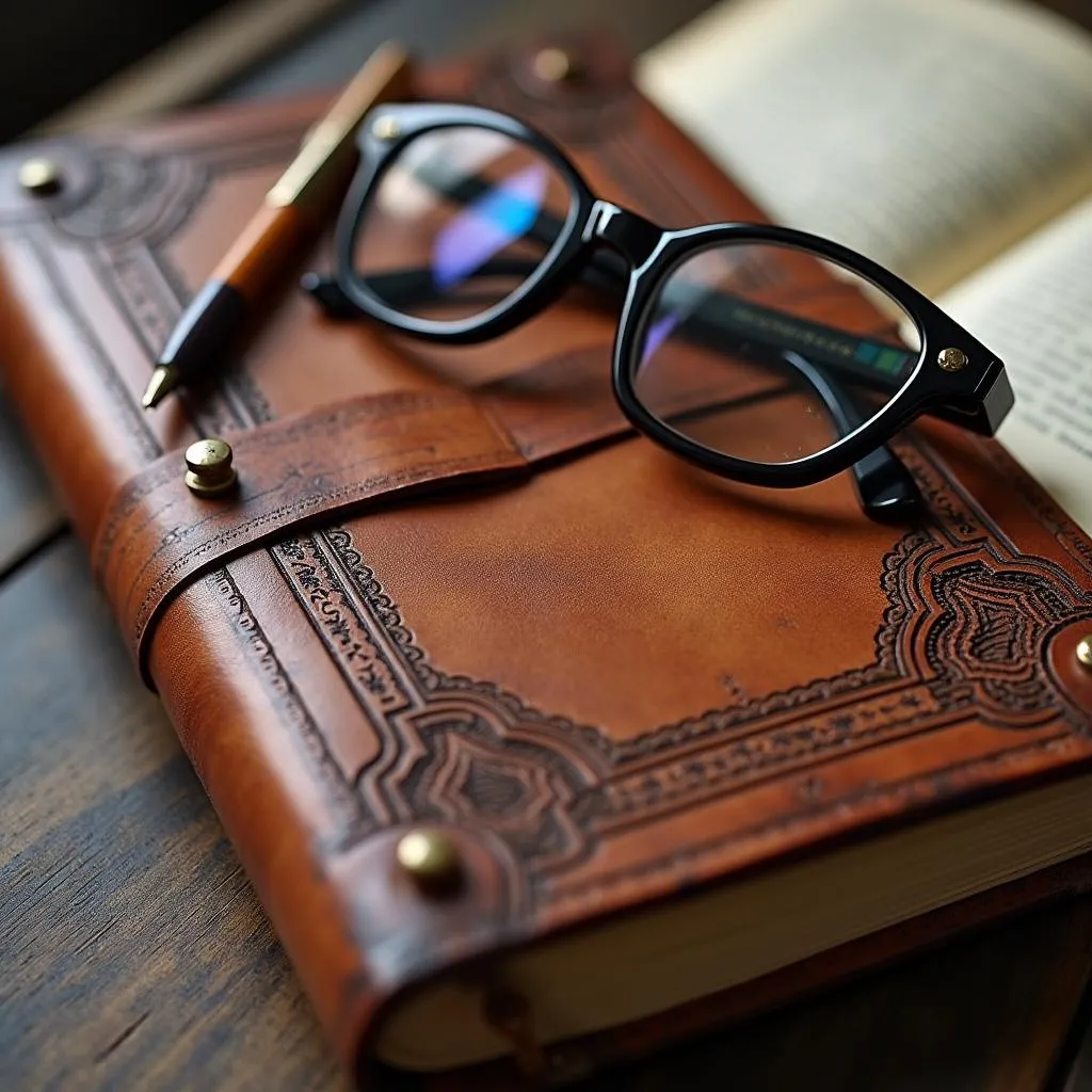 Leather travel journal cover