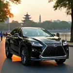 Lexus 570 parked in front of Hoan Kiem Lake