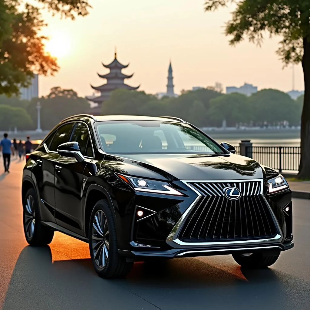 Lexus 570 parked in front of Hoan Kiem Lake