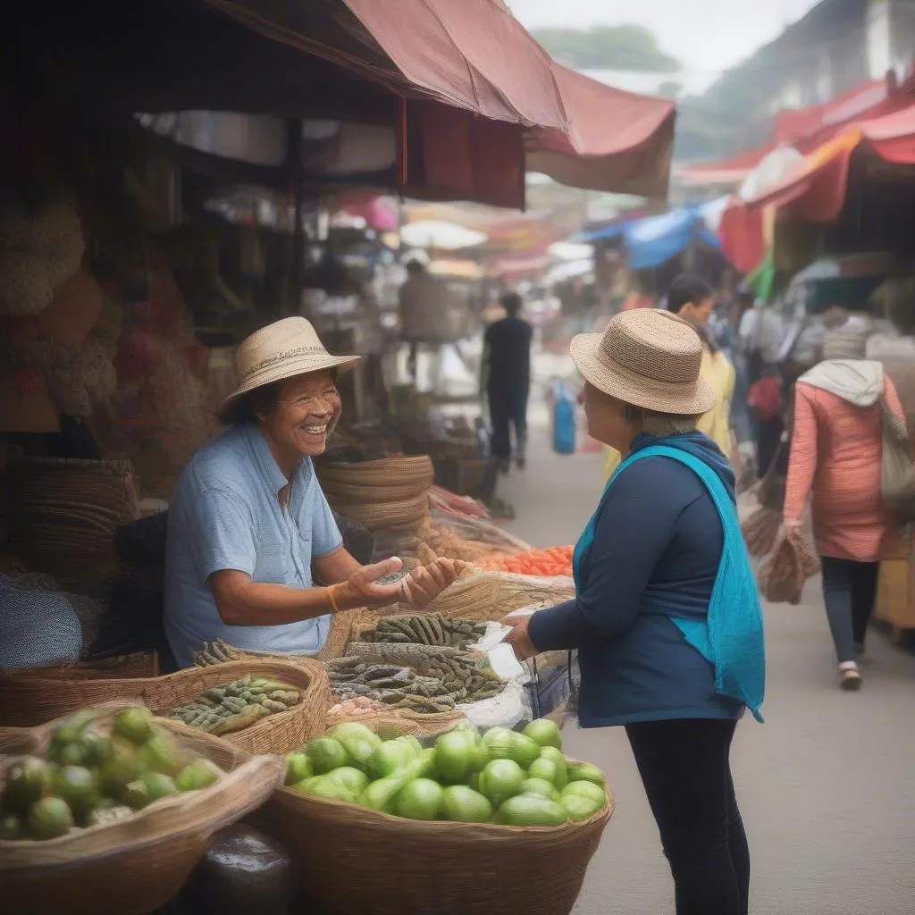 Interacting with Local Vendors at a Market