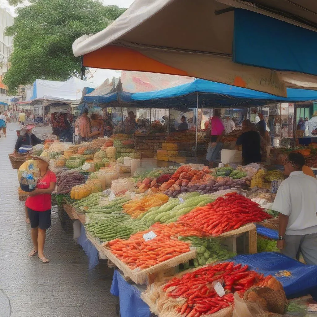 Bustling marketplace in San Juan