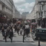 Crowded street in London