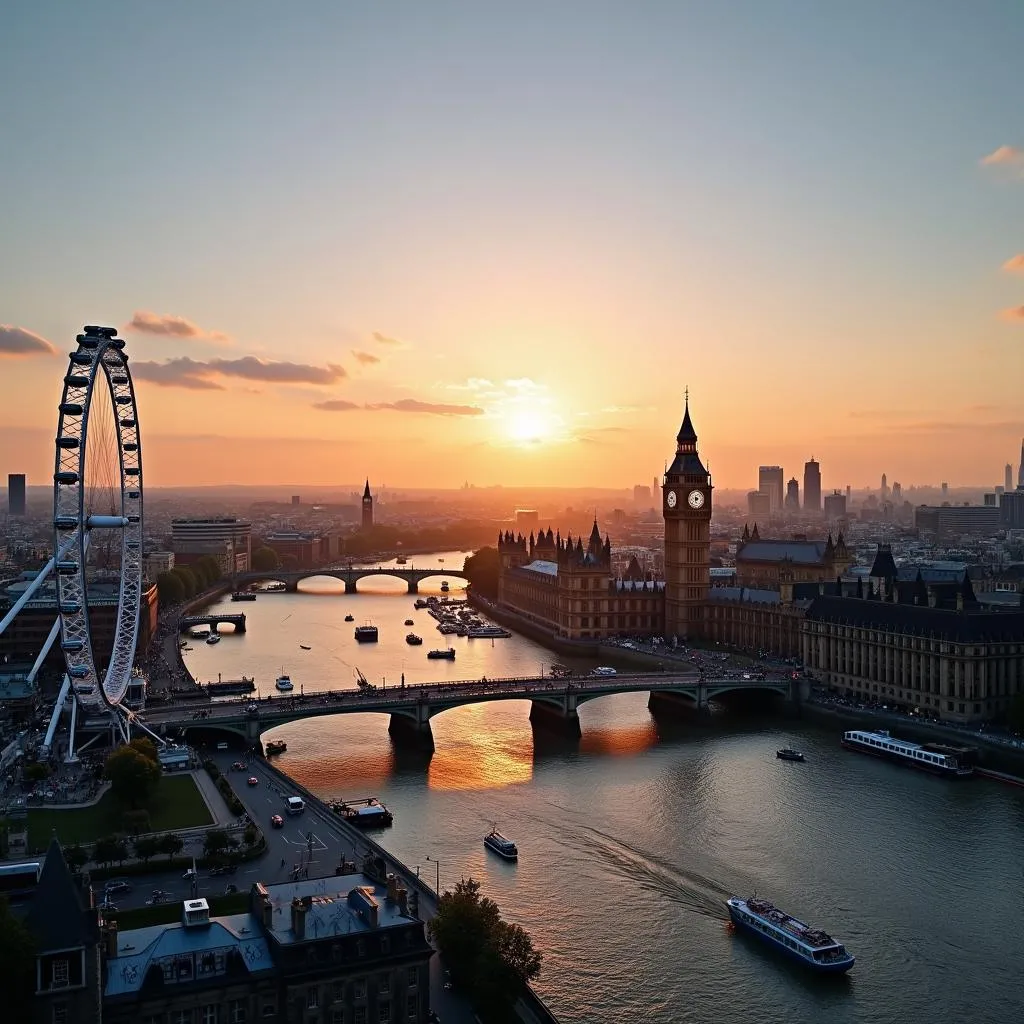 London Eye and city skyline