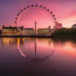 London Eye Ferris Wheel at sunset