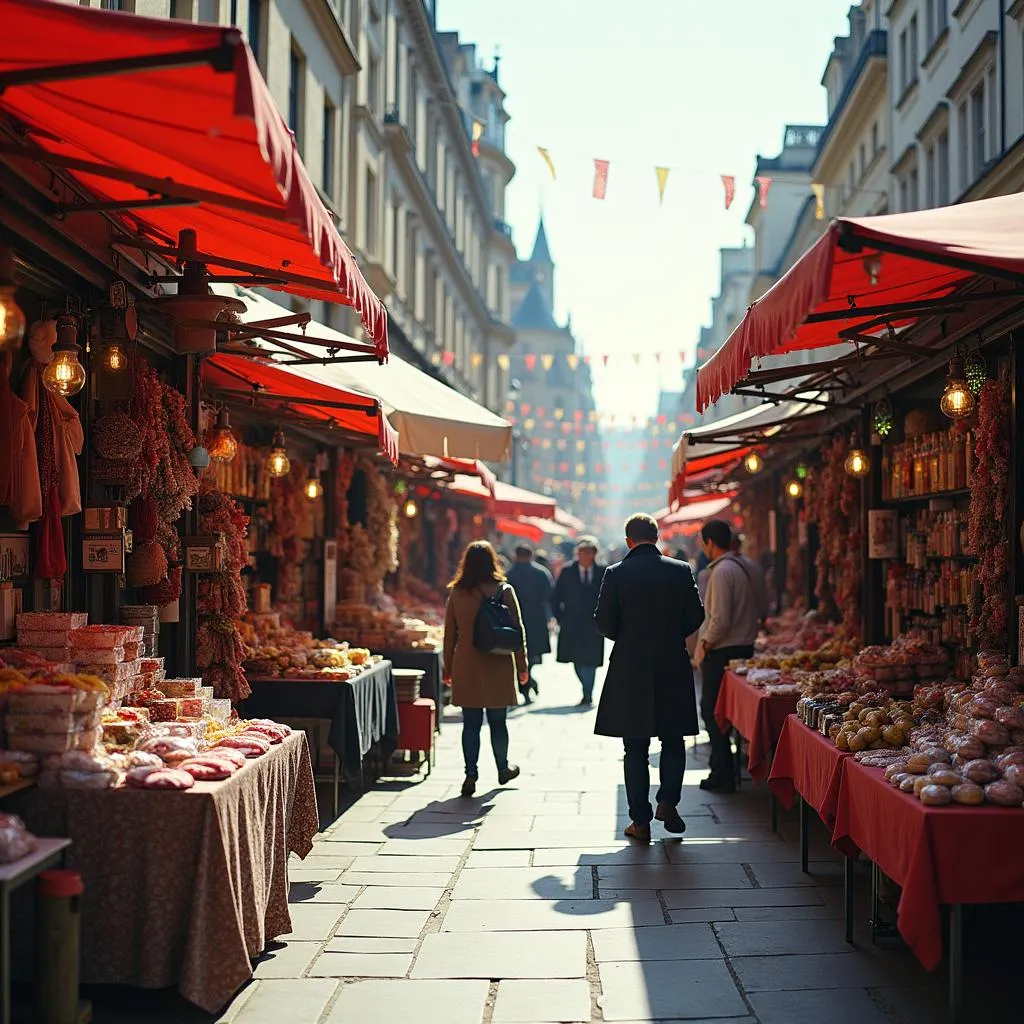 Bustling London Street Market