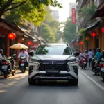 Exploring Hanoi's Old Quarter in a rental car