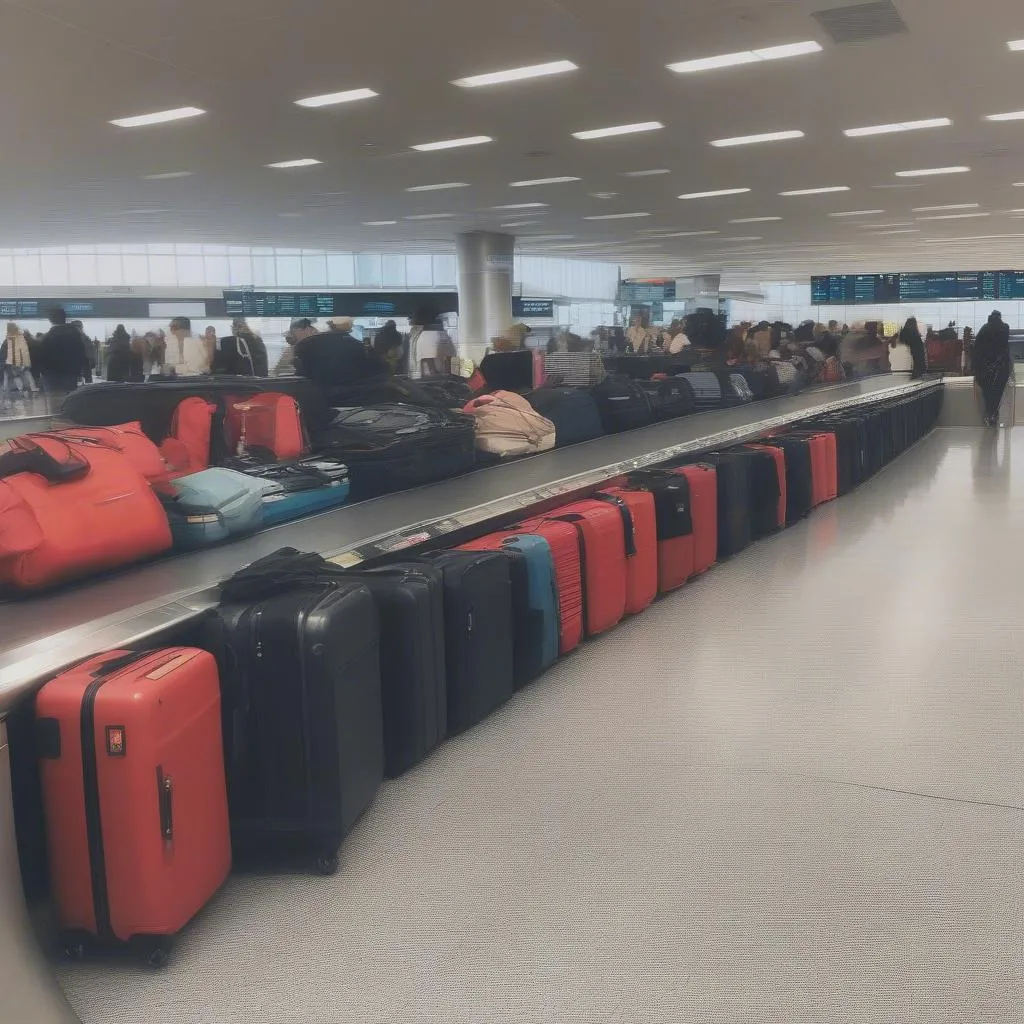 Airport baggage carousel with luggage