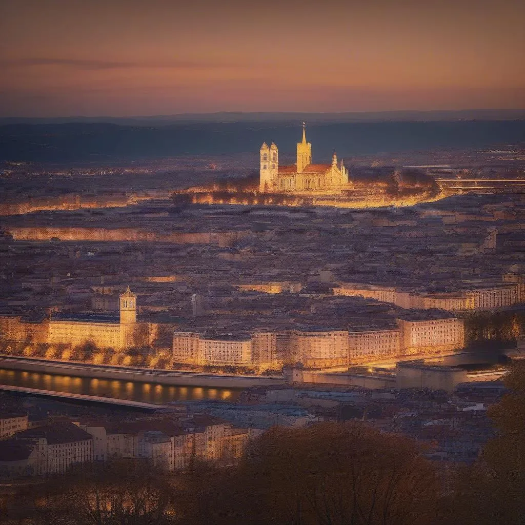 Panoramic View of Lyon from Fourvière Hill