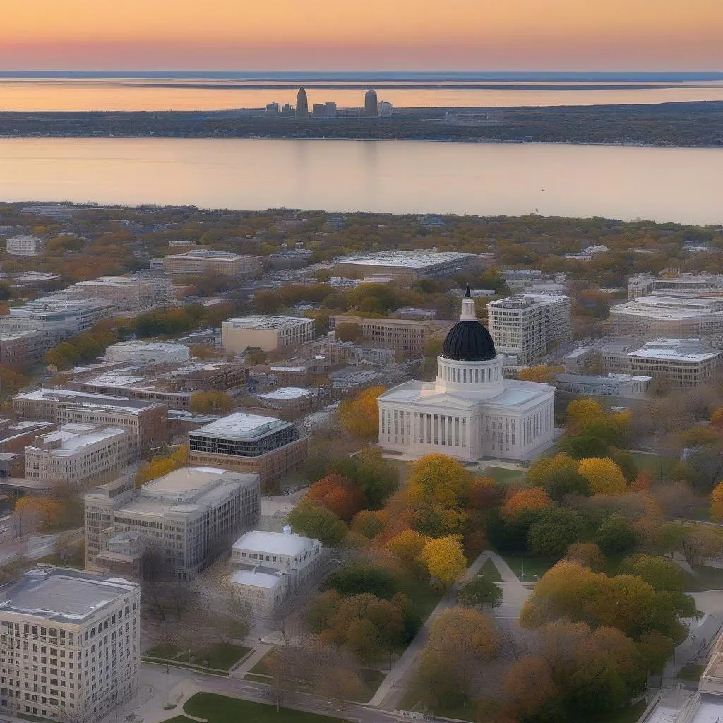 Madison Cityscape with Lake Mendota