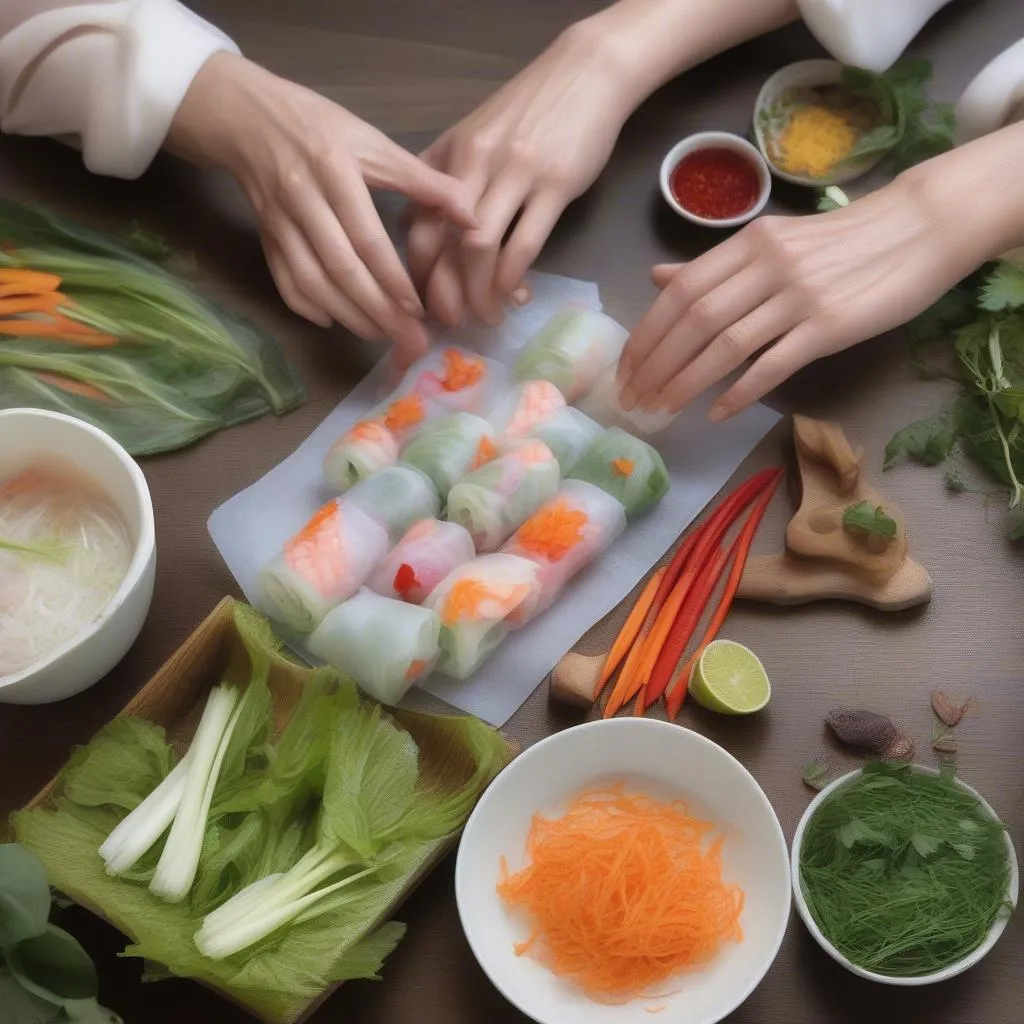 Making Fresh Spring Rolls