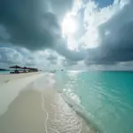 Maldives beach during rainy season