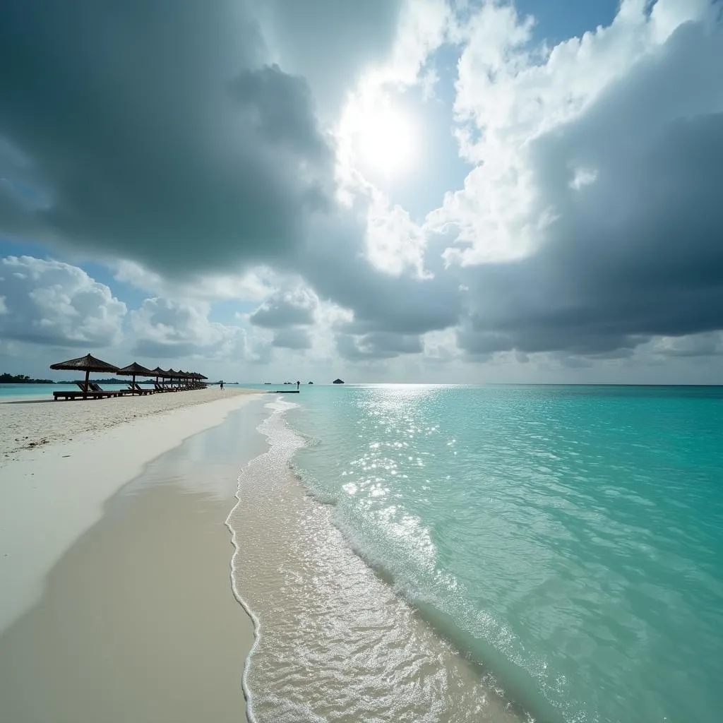 Maldives beach during rainy season