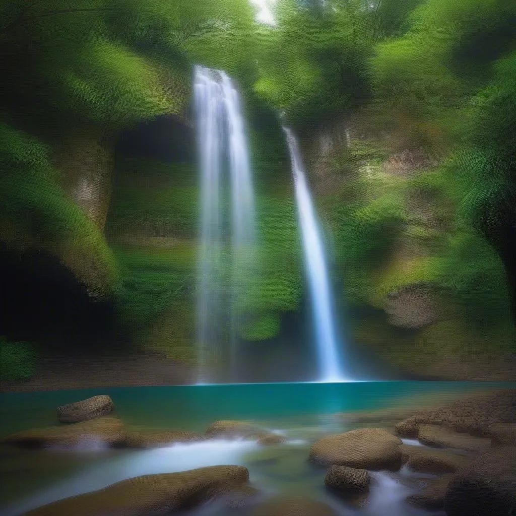 A stunning view of a majestic waterfall in Mang Yang, Gia Lai