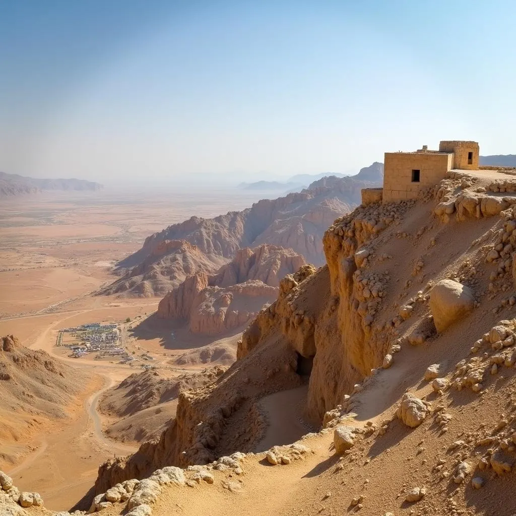 Panoramic view of Masada, an ancient fortress in the Israeli desert