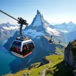 Cable car ascending to Matterhorn Glacier Paradise