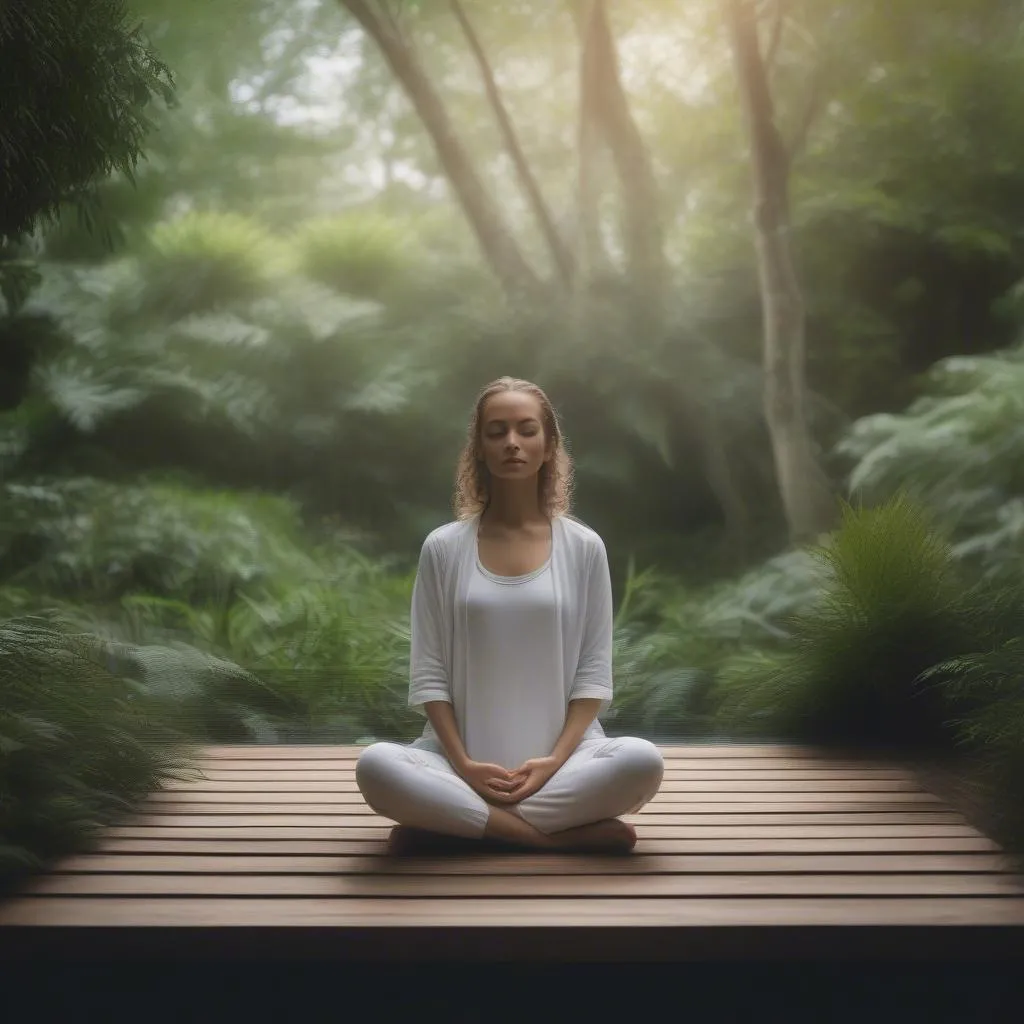 Woman meditating in nature