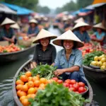 Floating market in the Mekong Delta