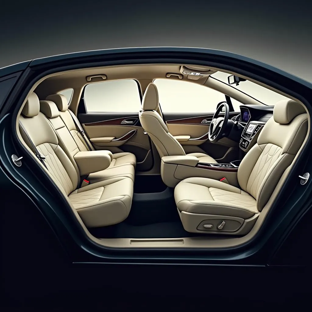 Spacious interior of the Mercedes E200 showcasing comfortable seating and ample legroom.