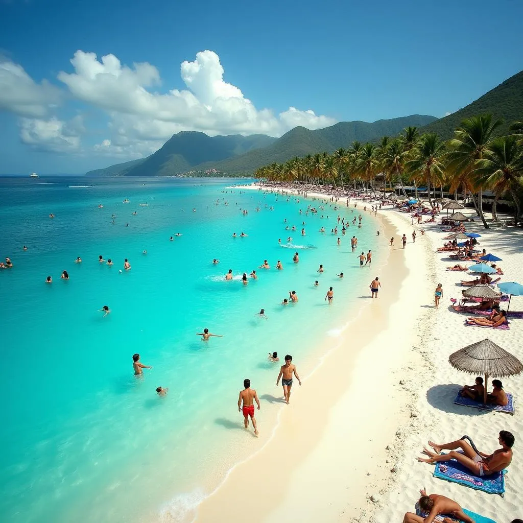 Tourists relaxing on a Mexican beach