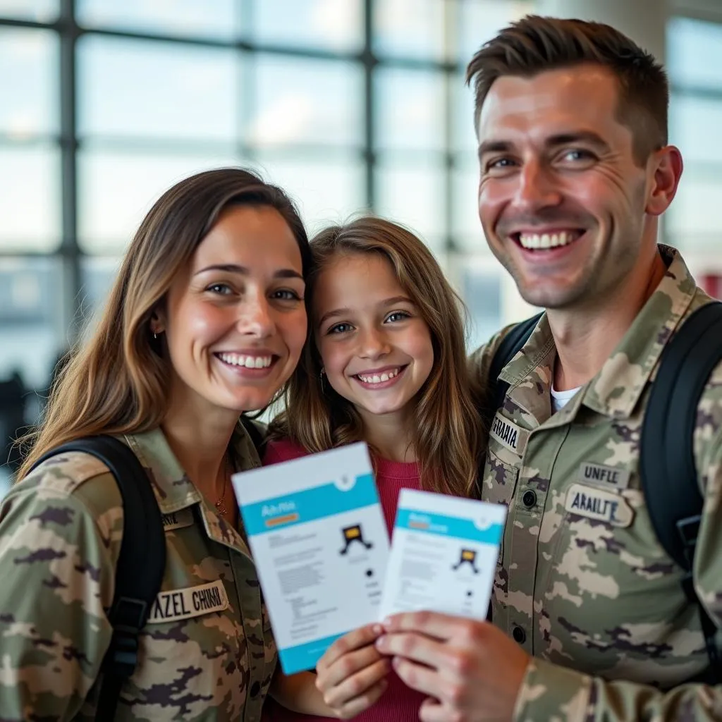 Military family enjoying travel benefits 