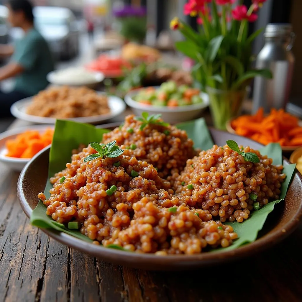 Exploring the vibrant culinary scene in Hanoi, Vietnam, featuring minced meat dishes