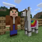 Minecraft traveling villager with llama