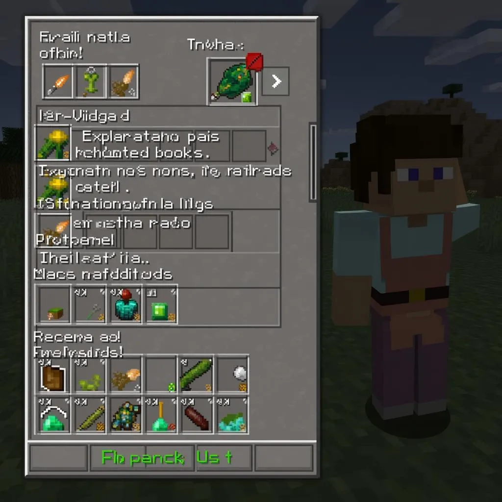 Minecraft traveling villager trading interface