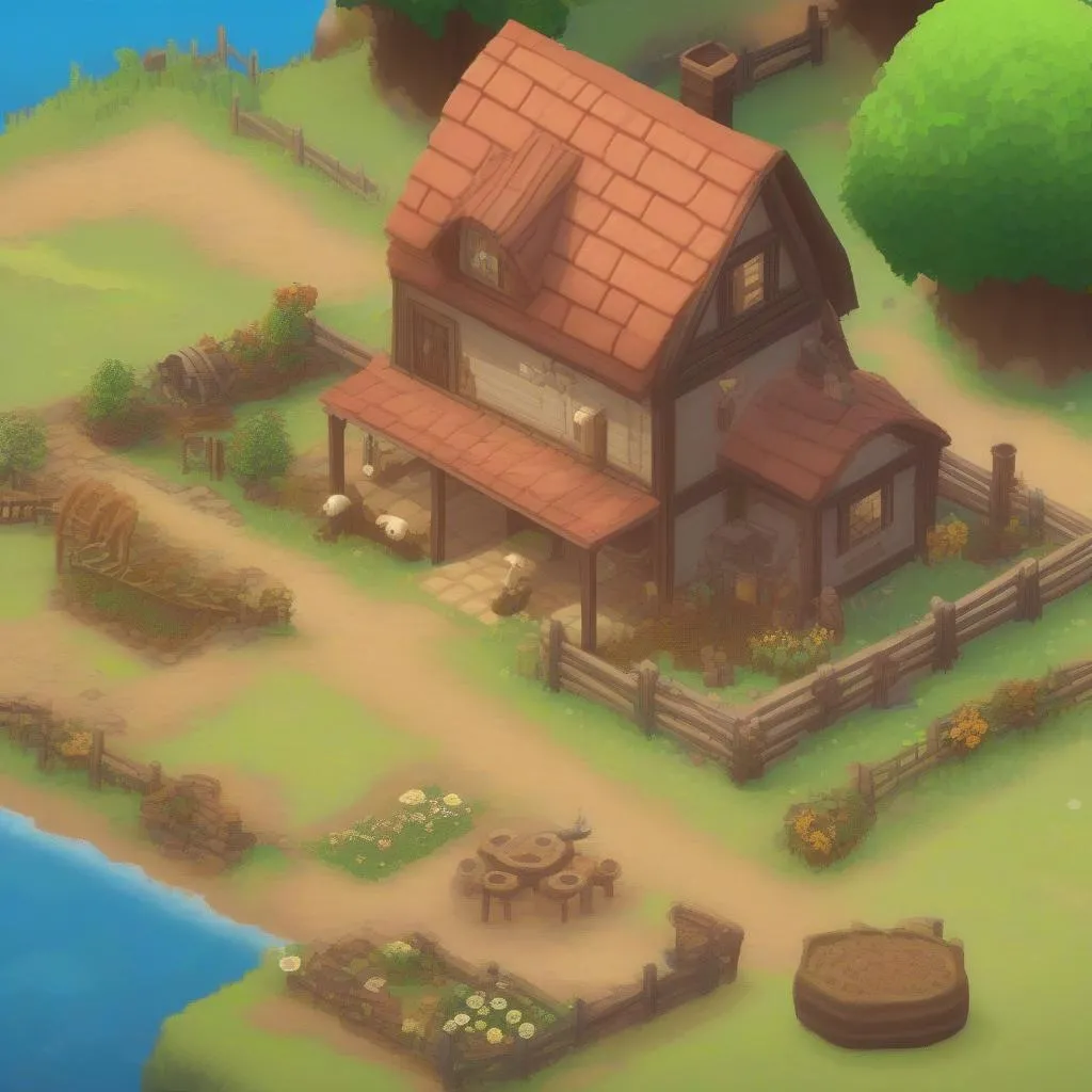 A charming farmhouse in Mineral Town, where the player will begin their journey, transforming it into a flourishing farm.