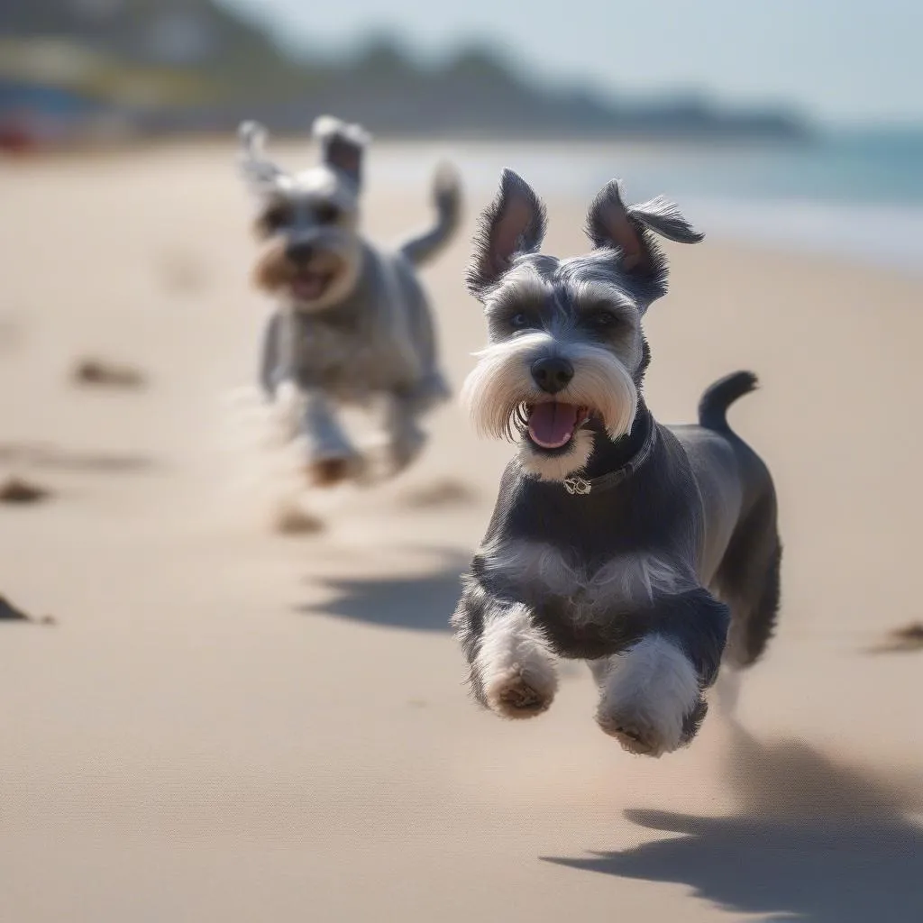 miniature schnauzer beach