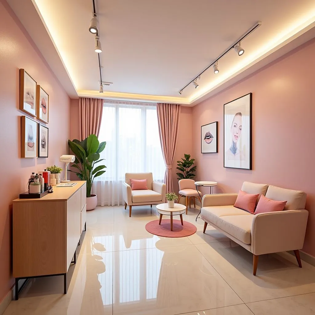 Modern and inviting interior of a lip blush clinic in Hanoi