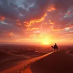 Sunset over the Moroccan desert