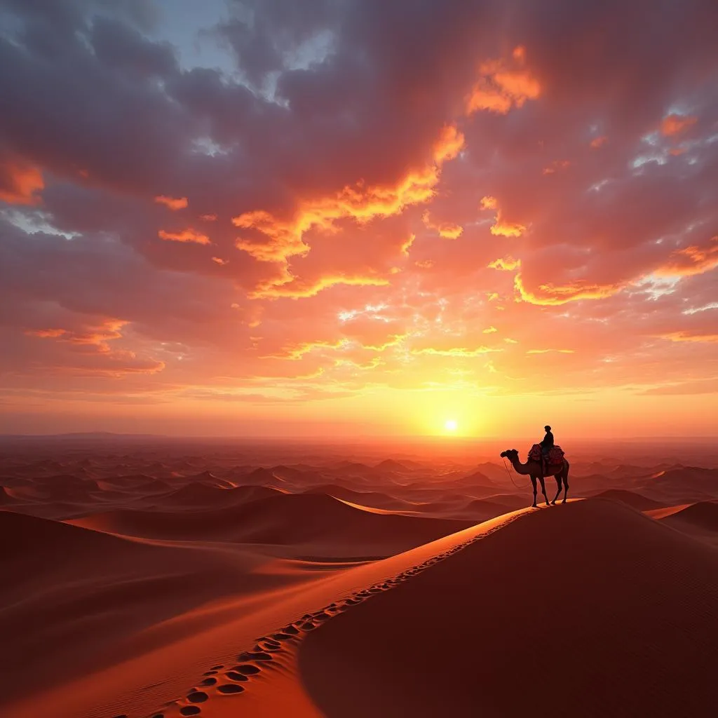 Sunset over the Moroccan desert