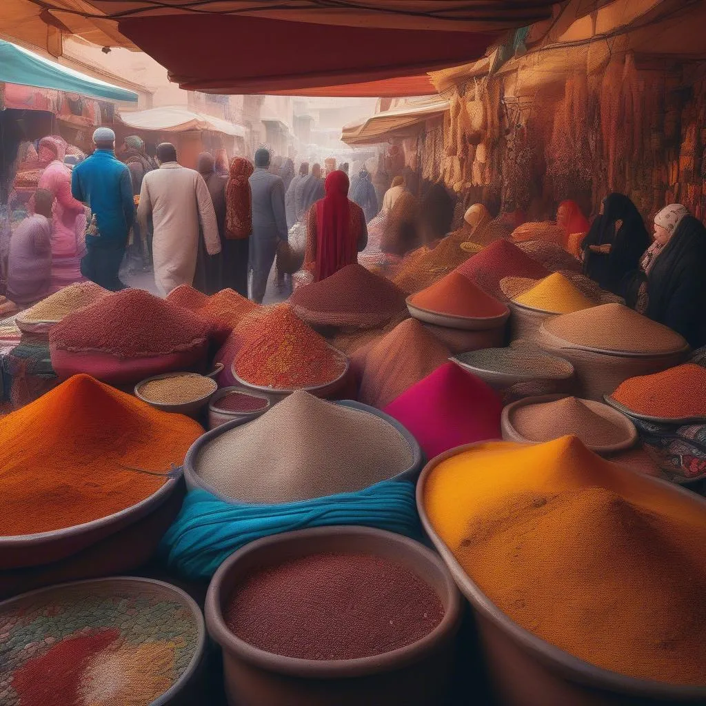 Bustling Moroccan Market Scene