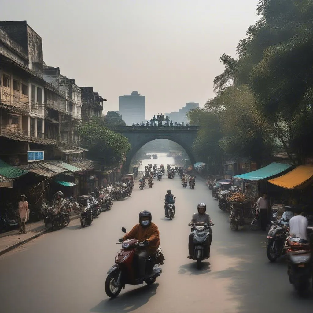 Exploring Hoan Kiem Lake by motorbike