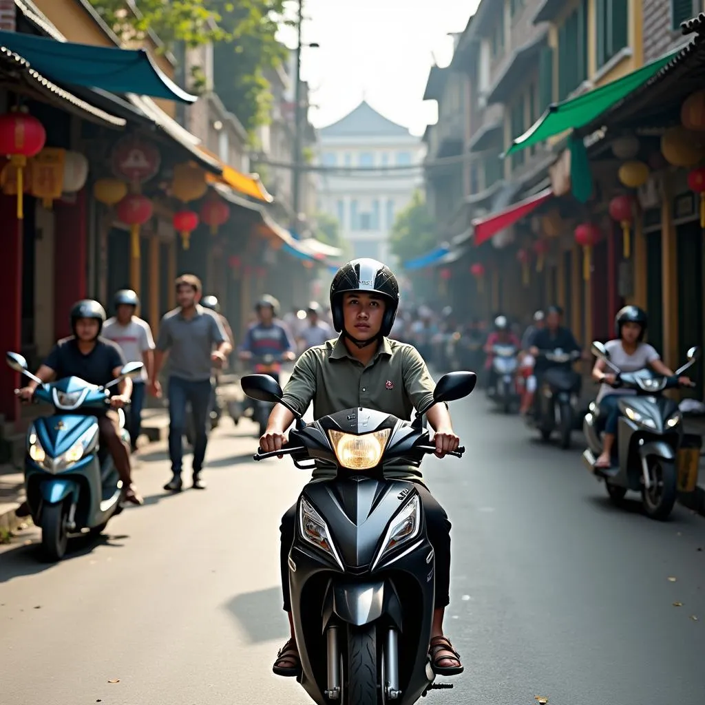 Motorbike ride through Hanoi Old Quarter