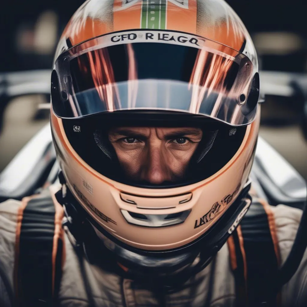 Focused race car driver