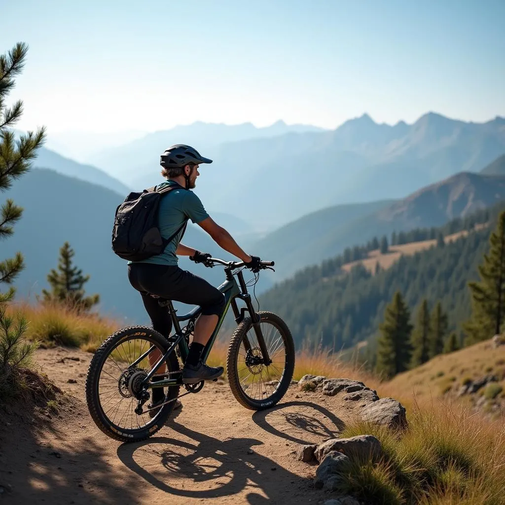 Mountain biker enjoying a scenic view