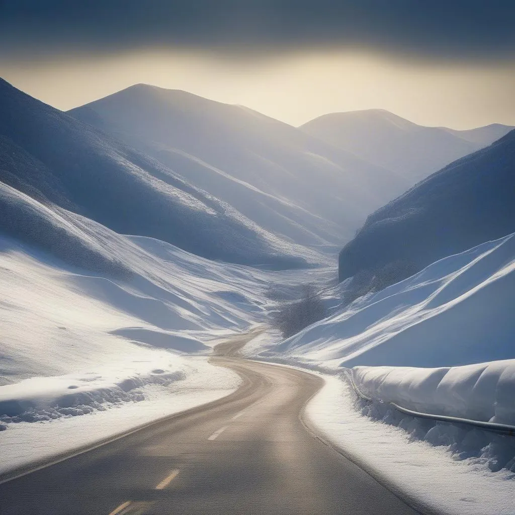 Mountain Road with Snow