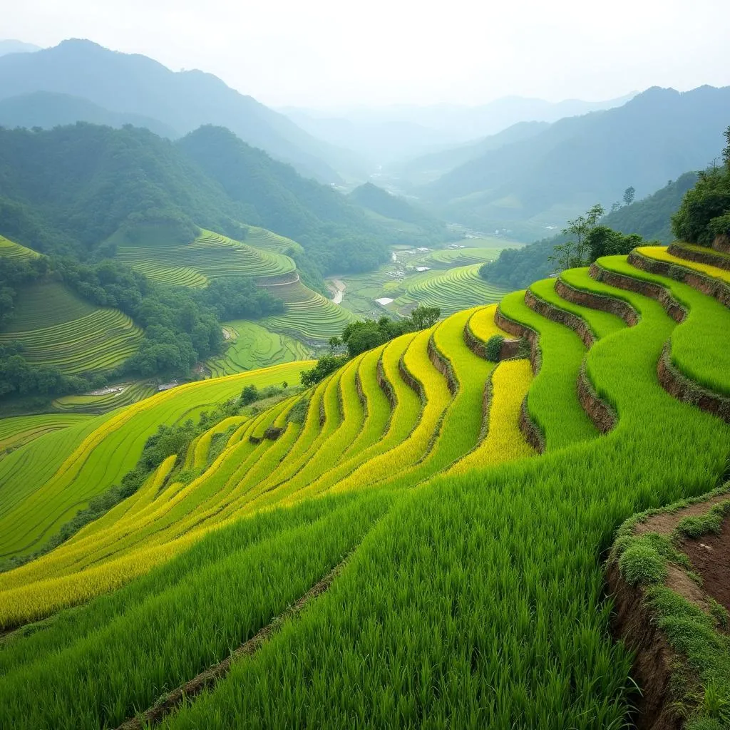 Mu Cang Chai rice terraces panorama