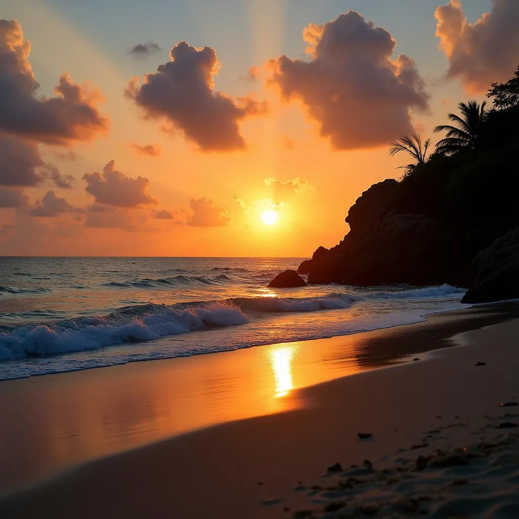 Tranquil sunset over Negril beach