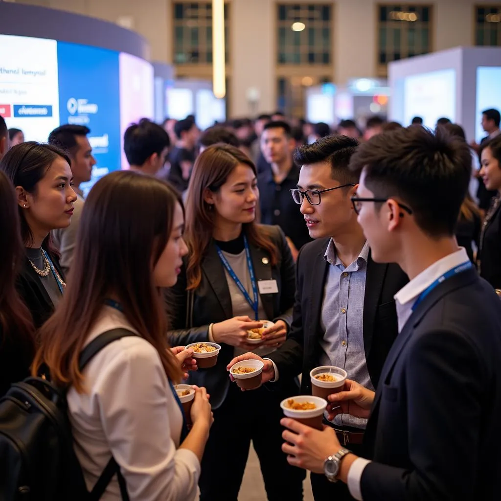 Attendees networking at a tech event in Hanoi