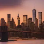 New York City skyline at dusk