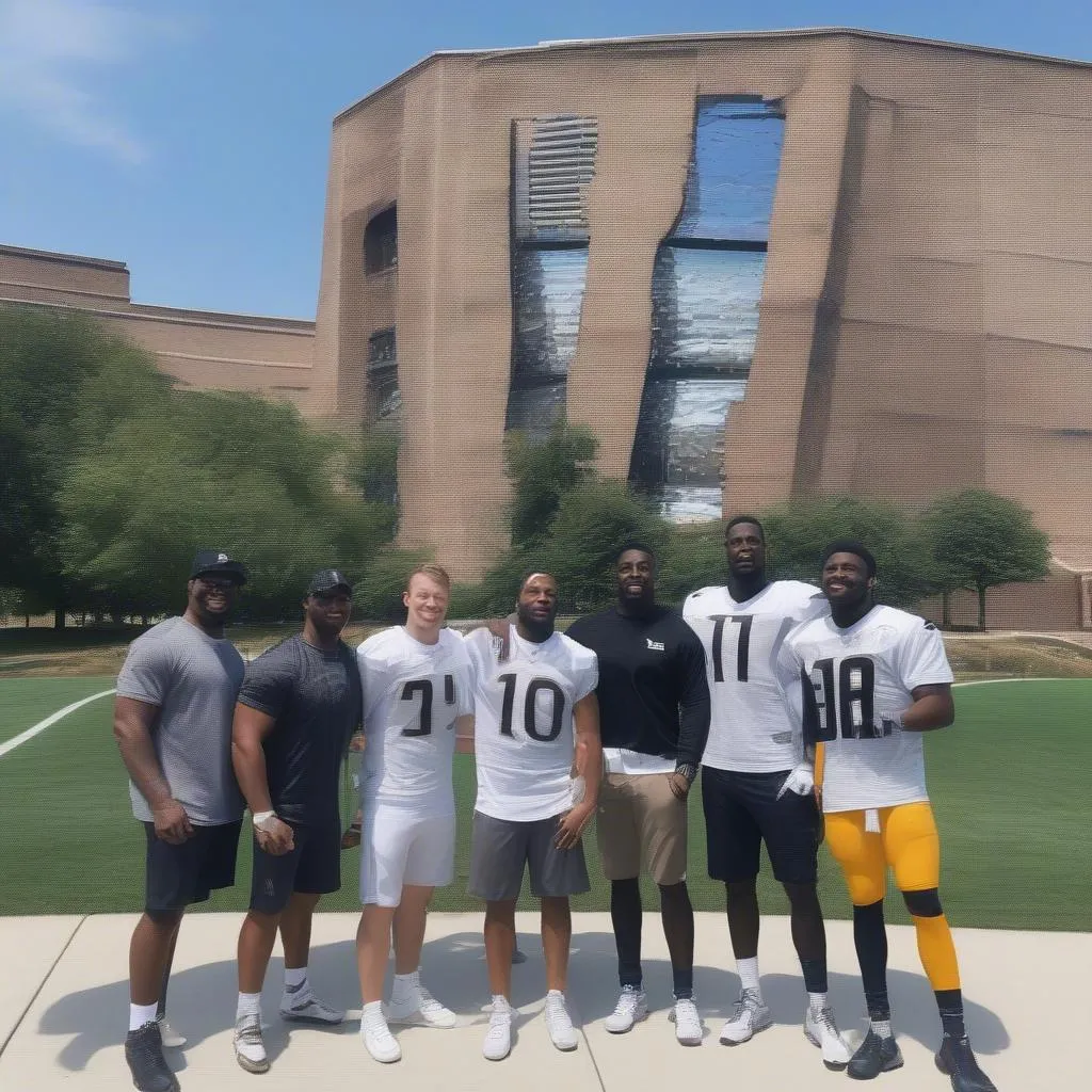 NFL practice squad exploring a city