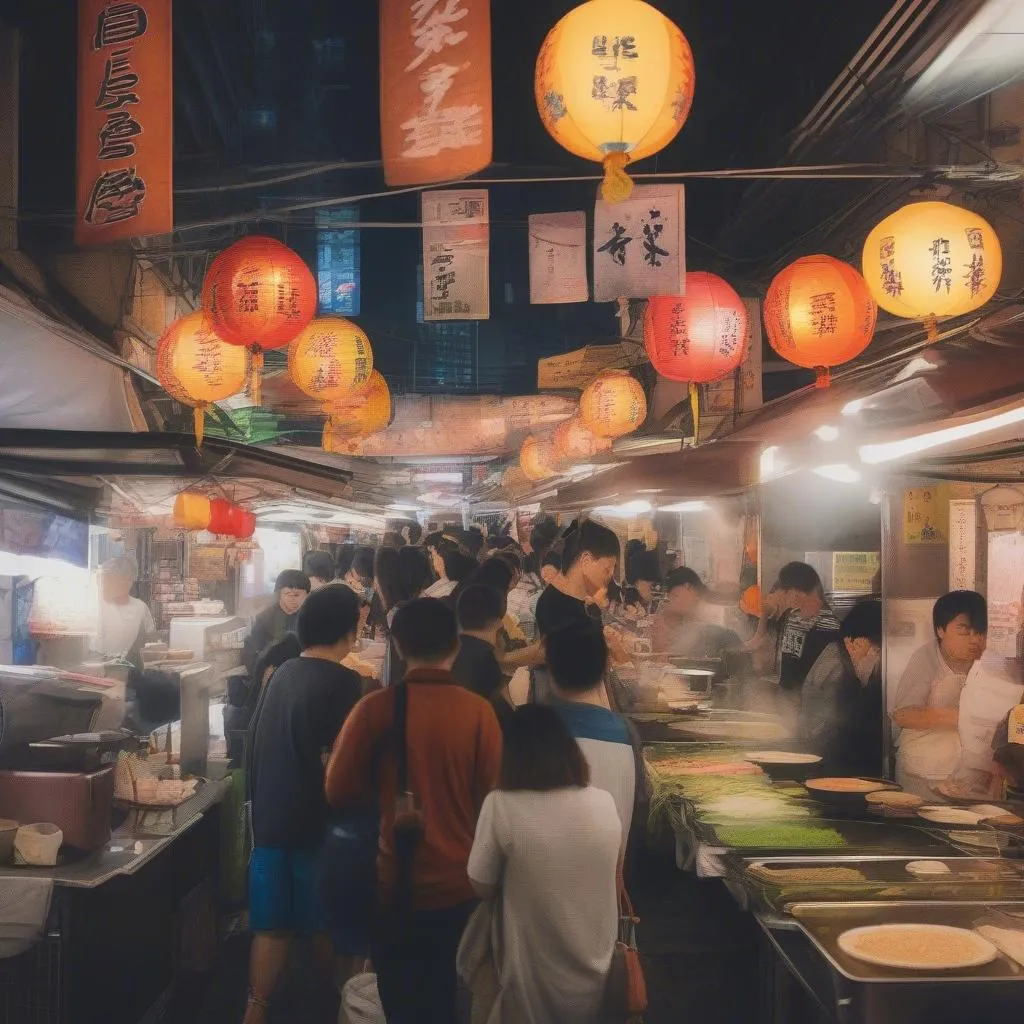 Taiwan Night Market Food Stalls