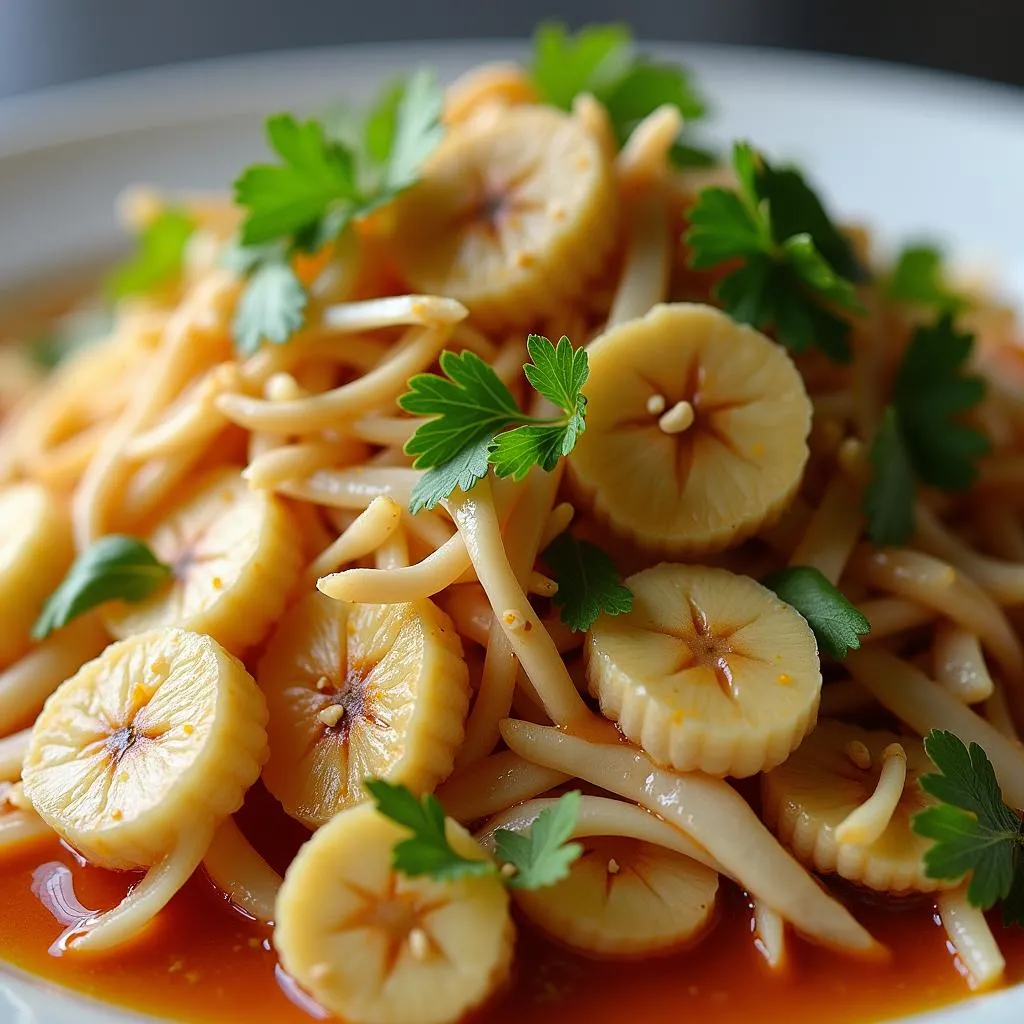 A colorful and refreshing banana flower salad