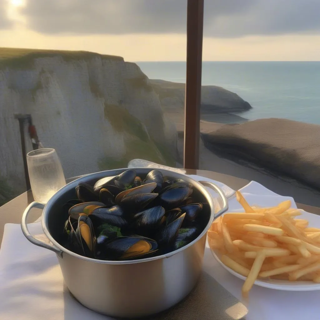 Mussels and fries by the Normandy coast