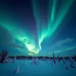 Northern Lights dancing across a Lapland sky