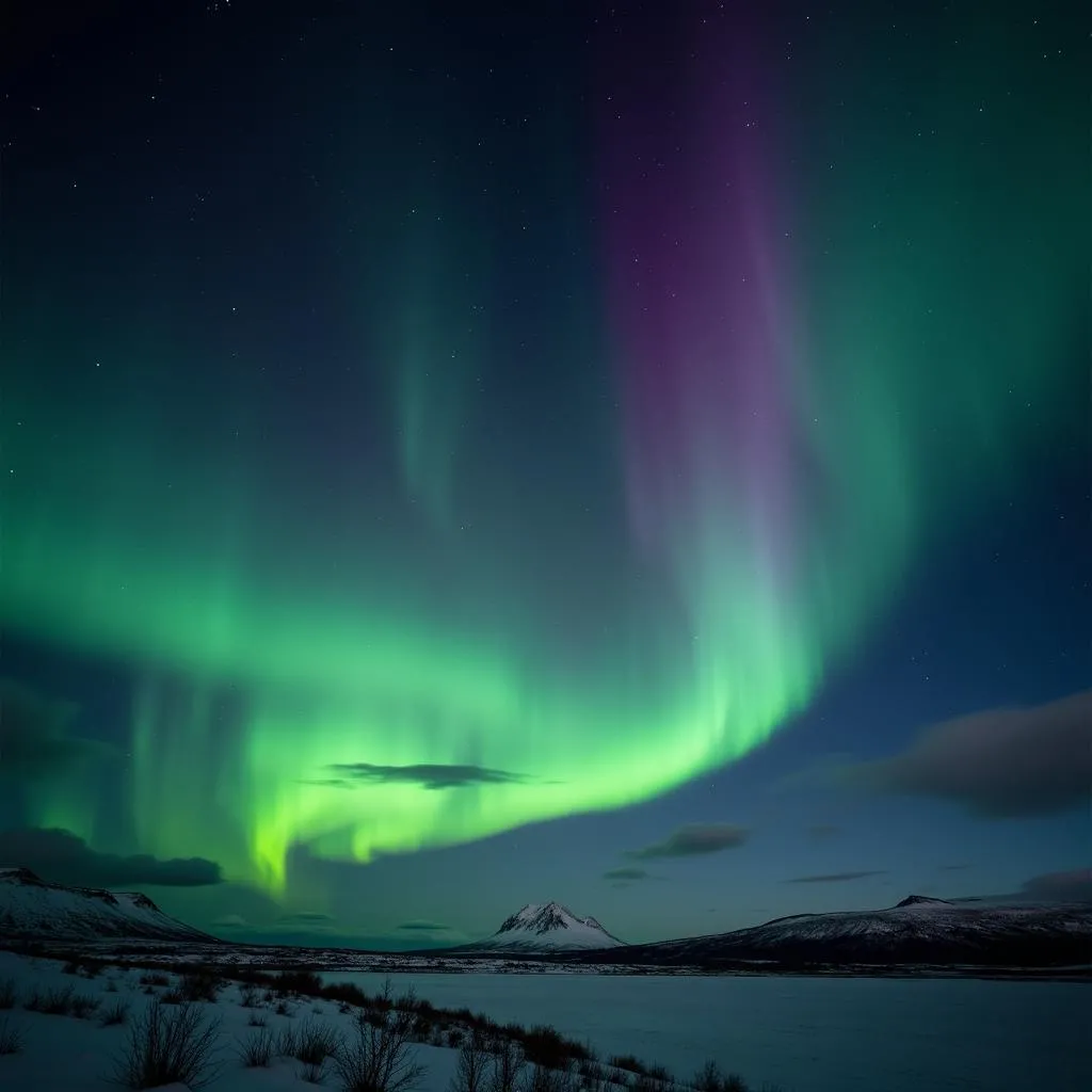 Aurora Borealis illuminating the night sky