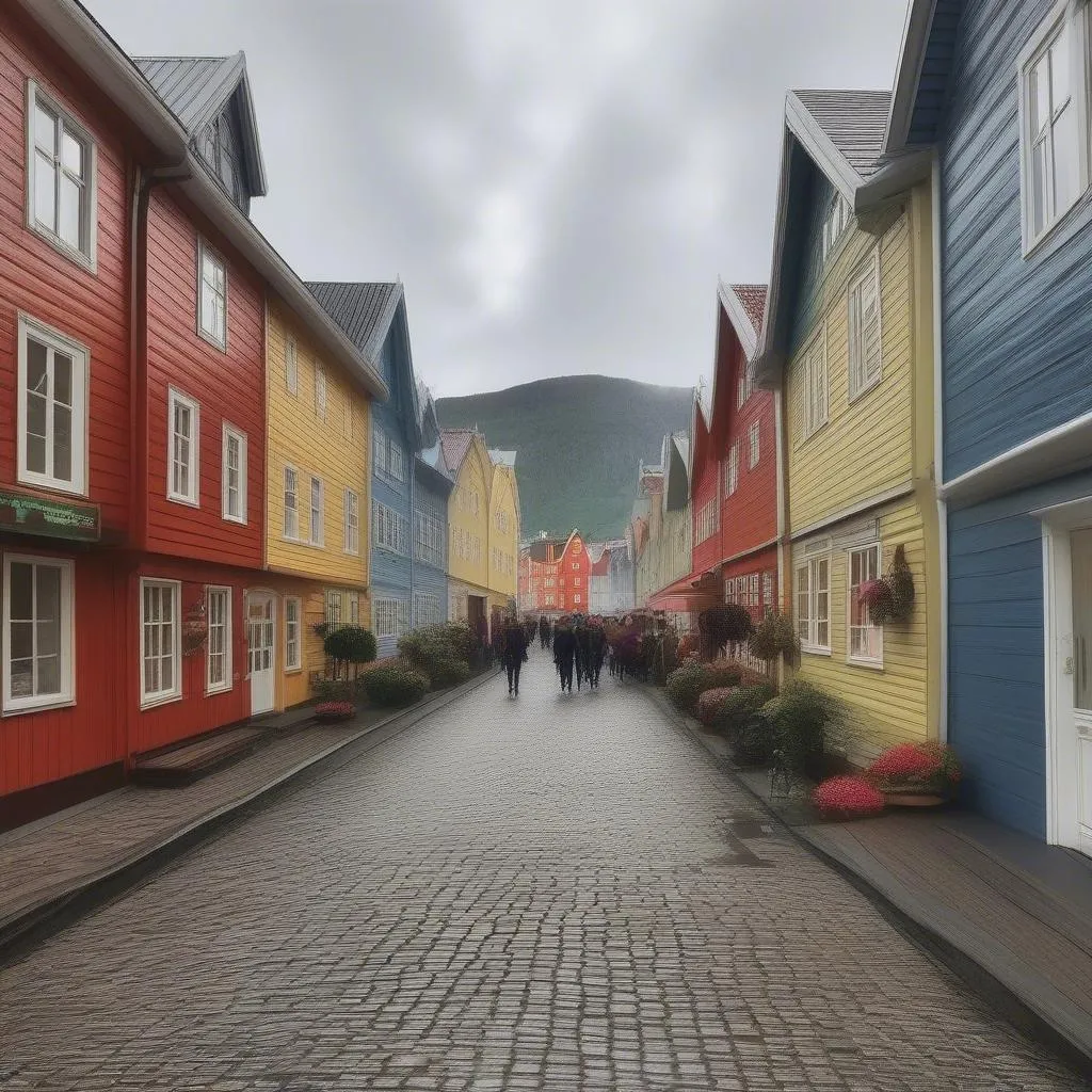 Charming street in a Norwegian City